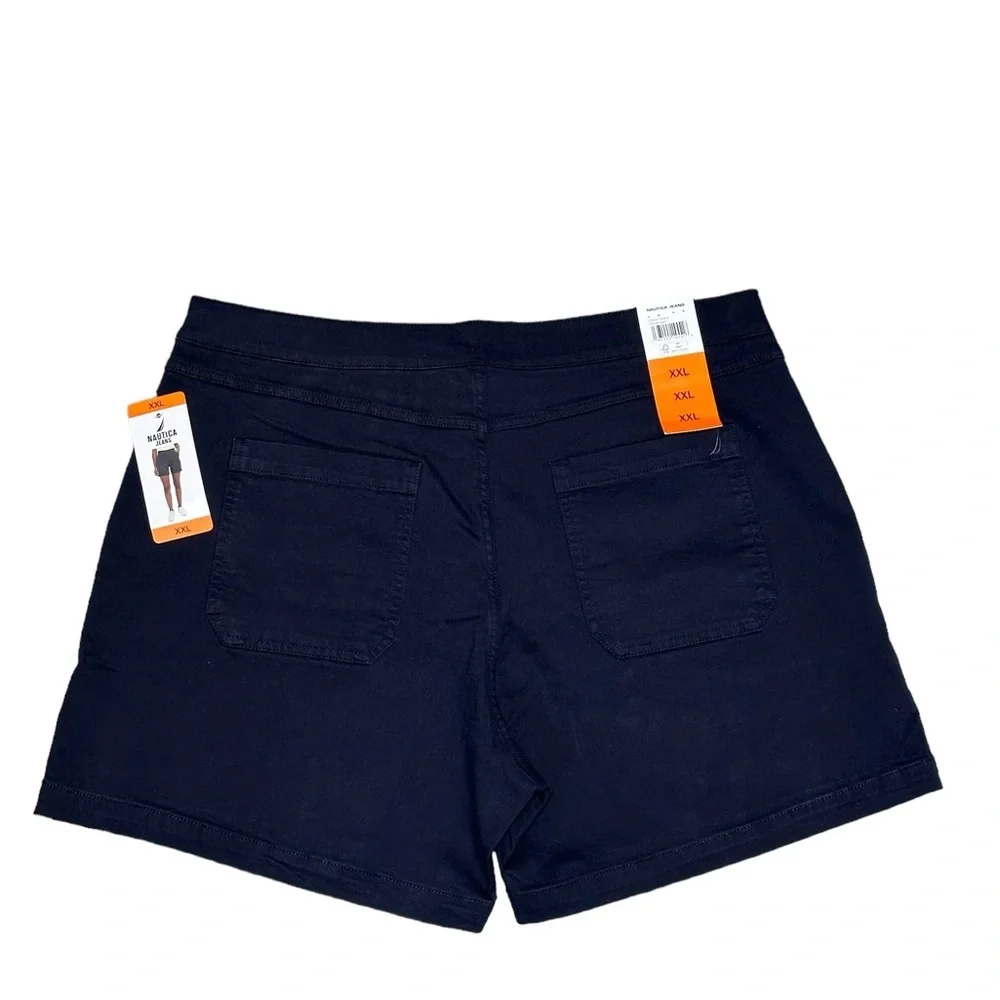 Women's Nautica 2XL Pull On Shorts Navy Blue Elastic Waistband Twill Spandex NWT